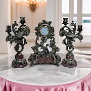 Каминные часы «Колибри» с канделябрами — оригинальный подарок — фотография 1