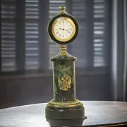 Подарочные настольные часы с гербом России и змеевиком, 250 мм — фотография 1