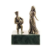 Бронзовая композиция «Пара с барабаном» со змеевиком — необычный подарок — фотография 3