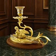 Подсвечник «Лебедь» из латуни — необычный подарок — фотография 1