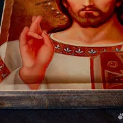 Икона "Христос Вседержитель" авторская техника — оригинальный подарок — фотография 5