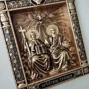 Резная икона Пресвятая Троица (Новозаветная) — оригинальный подарок — фотография 6