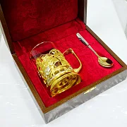 Латунный подстаканник «Русская тройка» — красивый подарок — фотография 2