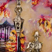 Ручная работа: Бронзовая картина «Парень с розой. Осень» — фотография 4