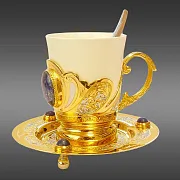 Фарфоровая кофейная пара "Лазурит". Златоуст — красивый подарок — фотография 2