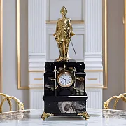 Подарочные каминные часы «Пётр I» из яшмы и долерита — фотография 1