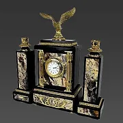 Ручная работа: Каминные часы «Орел» из яшмы с двумя подсвечниками — фотография 2