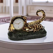 Настольные часы «Скорпион» из бронзы и змеевика — красивый подарок — фотография 1