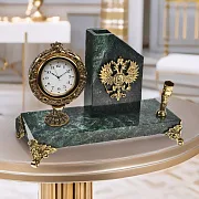 Часы «Элина» с гербом РФ и подставкой — красивый подарок — фотография 1
