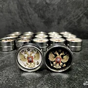 Комплект стальных фишек для нард «Герб России» — необычный подарок — фотография 2